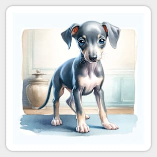 Watercolor Italian Greyhound Puppies - Cute Puppy Sticker